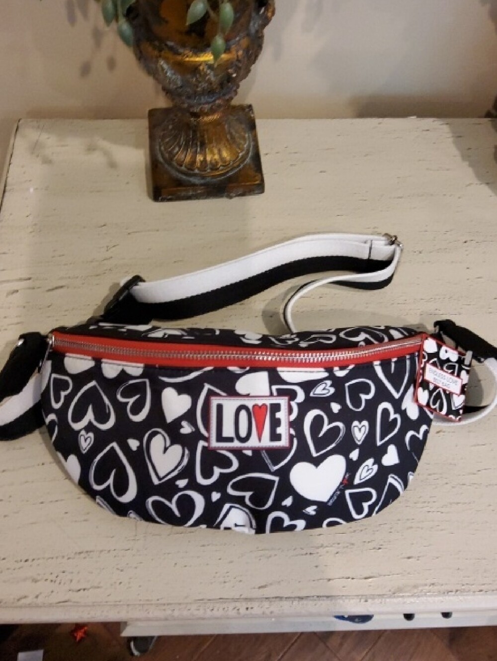 Brighton Black and White Heart Print Cross Body/Belt Bag